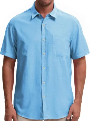 Mens Cotton Linen Short Sleeve Shirts Casual Lightweight Button Down Shirts Vacation Beach Summer Tops with Pocket