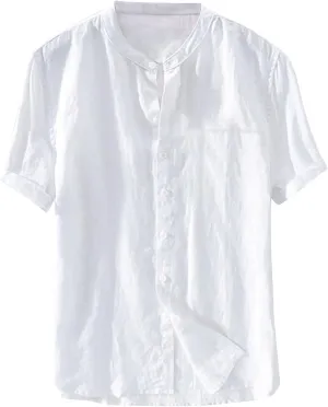 Mens Cotton Linen Short Sleeve Tops Button Down Shirts Casual Stylish Loose Fit Beach Shirt Vacation Hawaiian Outfits