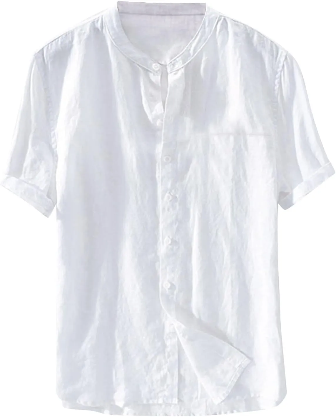 Mens Cotton Linen Short Sleeve Tops Button Down Shirts Casual Stylish Loose Fit Beach Shirt Vacation Hawaiian Outfits