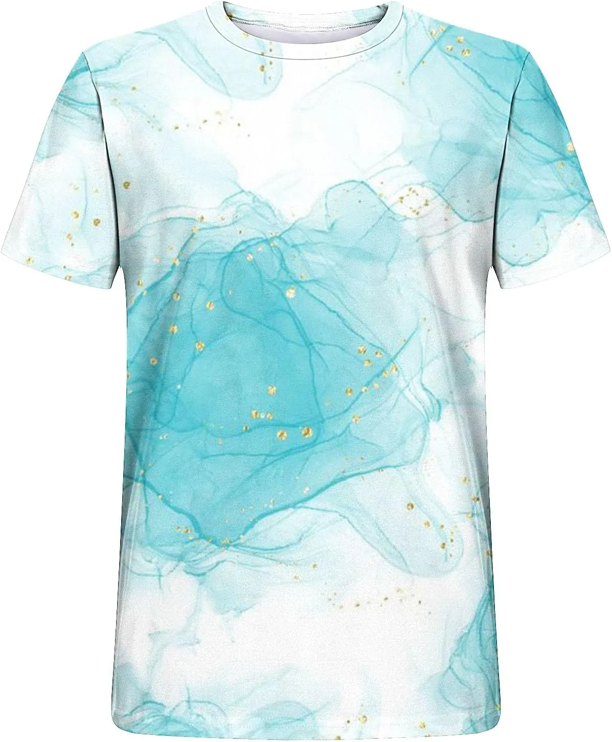 Men's Fashion Marble Printed Shirt Short Sleeve Crew Neck Casual Tshirt Loose Fit Lightweight Summer Outdoor Tee Tops