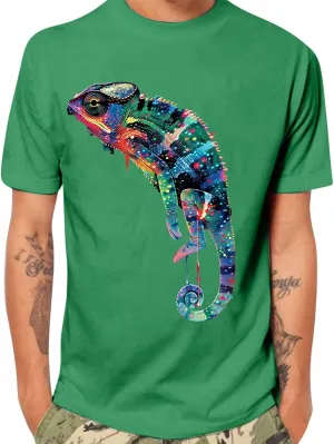 Men's Funny T Shirts Colorful Lizard Graphic Tees Lightweight Breathable Short Sleeve Shirts Casual Workout Tops