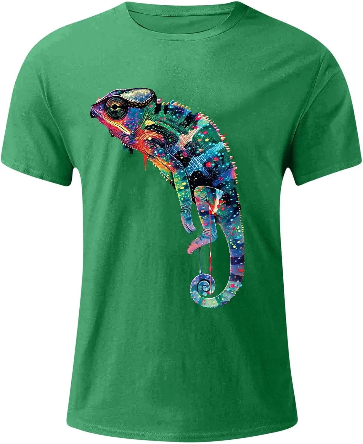 Men's Funny T Shirts Colorful Lizard Graphic Tees Lightweight Breathable Short Sleeve Shirts Casual Workout Tops