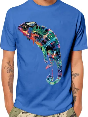 Men's Funny T Shirts Colorful Lizard Graphic Tees Lightweight Breathable Short Sleeve Shirts Casual Workout Tops