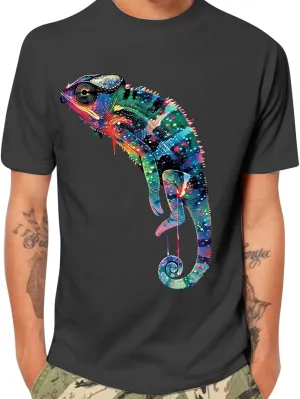 Men's Funny T Shirts Colorful Lizard Graphic Tees Lightweight Breathable Short Sleeve Shirts Casual Workout Tops
