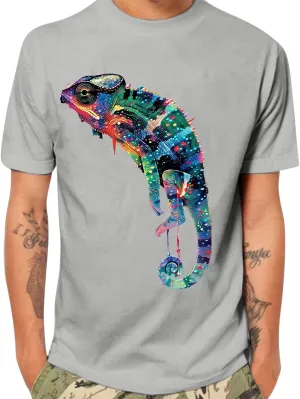 Men's Funny T Shirts Colorful Lizard Graphic Tees Lightweight Breathable Short Sleeve Shirts Casual Workout Tops