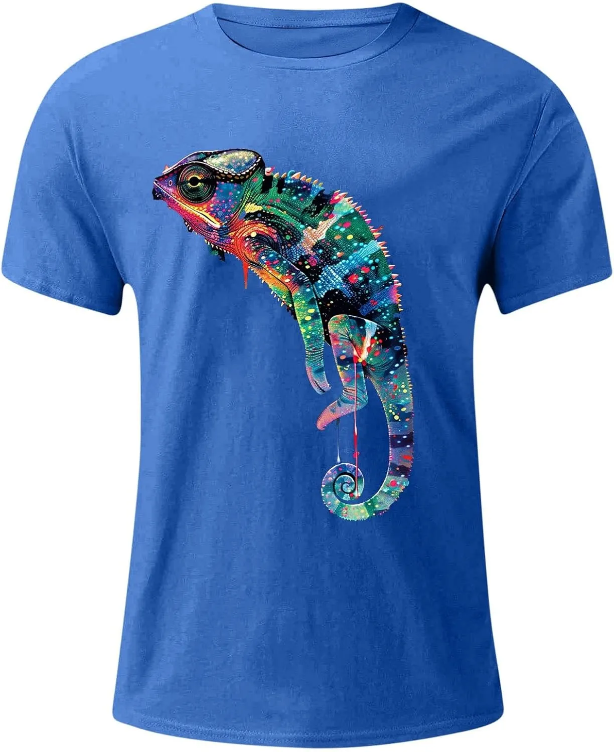 Men's Funny T Shirts Colorful Lizard Graphic Tees Lightweight Breathable Short Sleeve Shirts Casual Workout Tops