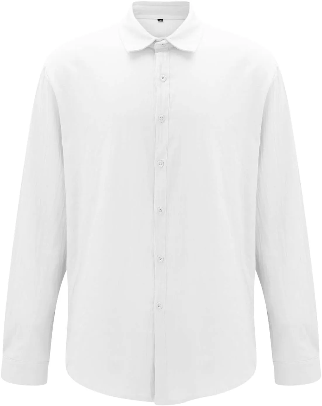 Men's Linen Shirts Business Casual Button Down Long Sleeve Work Shirt Solid Lapel Collar Summer Beach T-Shirts 2025