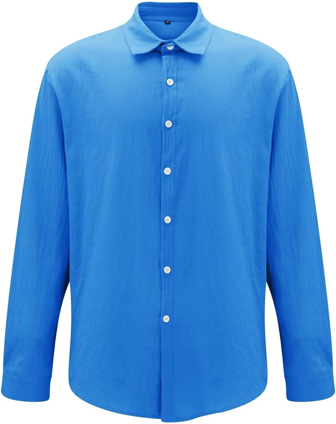 Men's Linen Shirts Business Casual Button Down Long Sleeve Work Shirt Solid Lapel Collar Summer Beach T-Shirts 2025