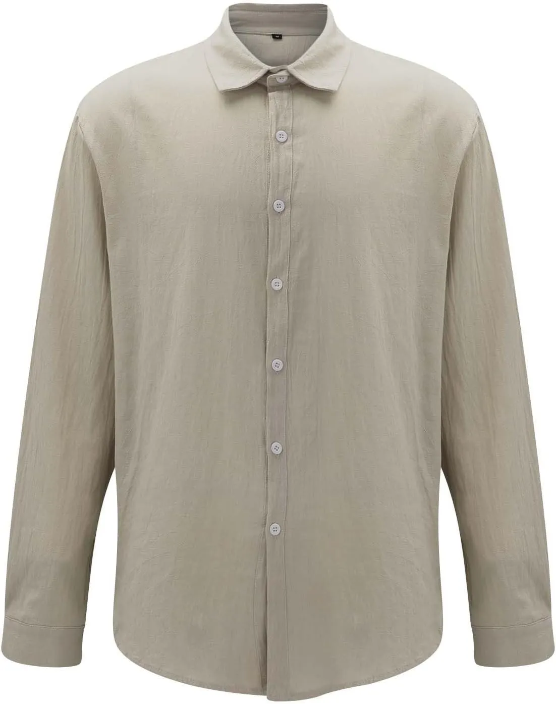 Men's Linen Shirts Business Casual Button Down Long Sleeve Work Shirt Solid Lapel Collar Summer Beach T-Shirts 2025