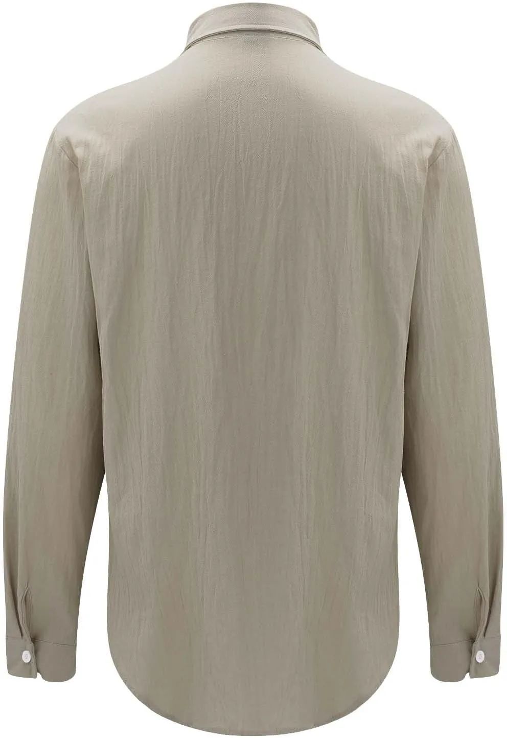 Men's Linen Shirts Business Casual Button Down Long Sleeve Work Shirt Solid Lapel Collar Summer Beach T-Shirts 2025