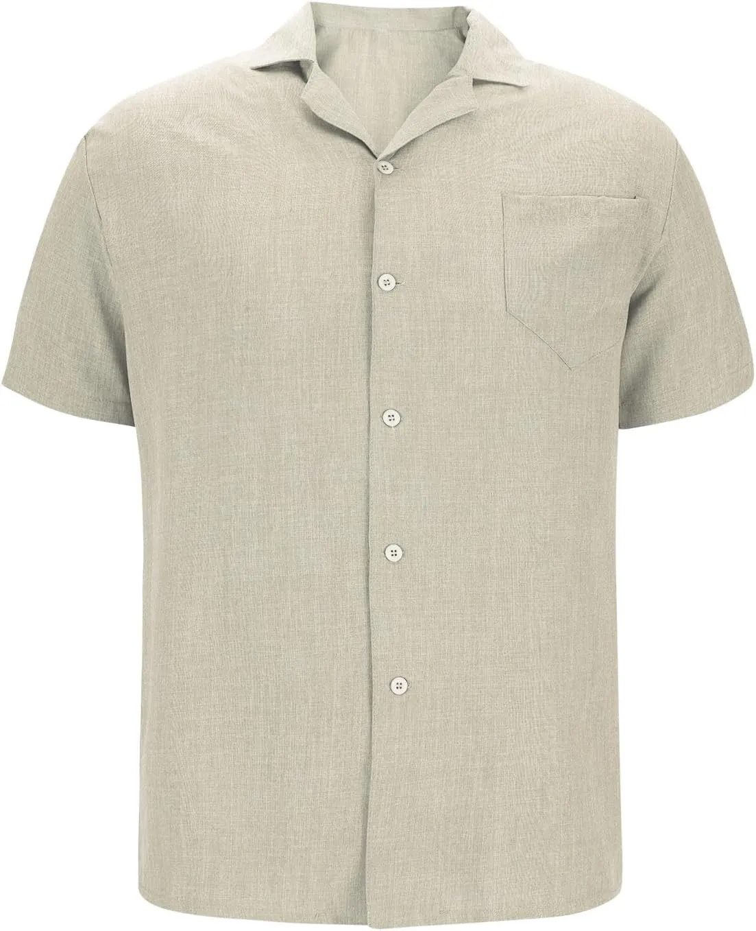 Men's Linen Shirts Short Sleeve Button Down Casual Shirt Business Dress Shirts for Men Fashion Beach Summer Tops with Pocket