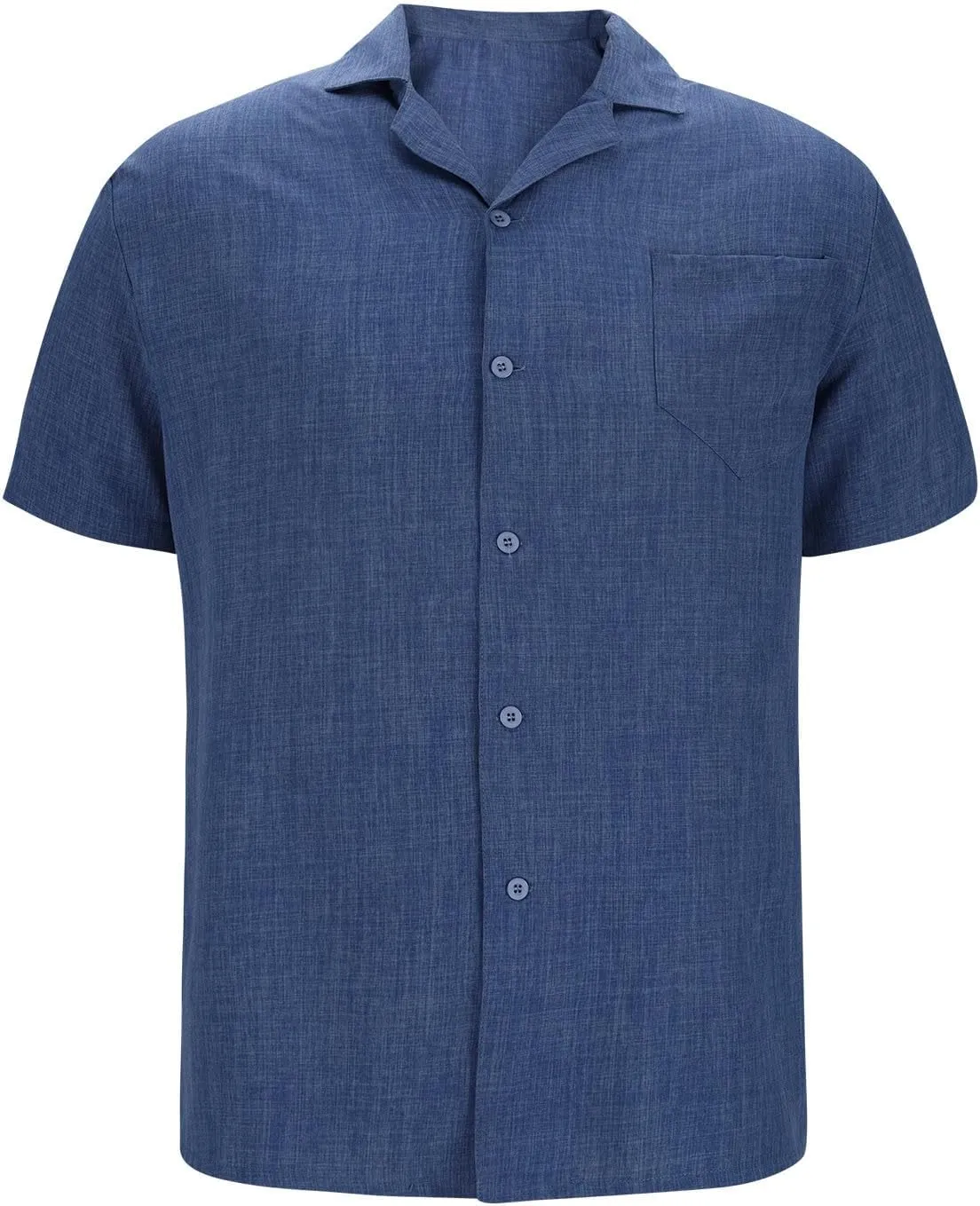 Men's Linen Shirts Short Sleeve Button Down Casual Shirt Business Dress Shirts for Men Fashion Beach Summer Tops with Pocket