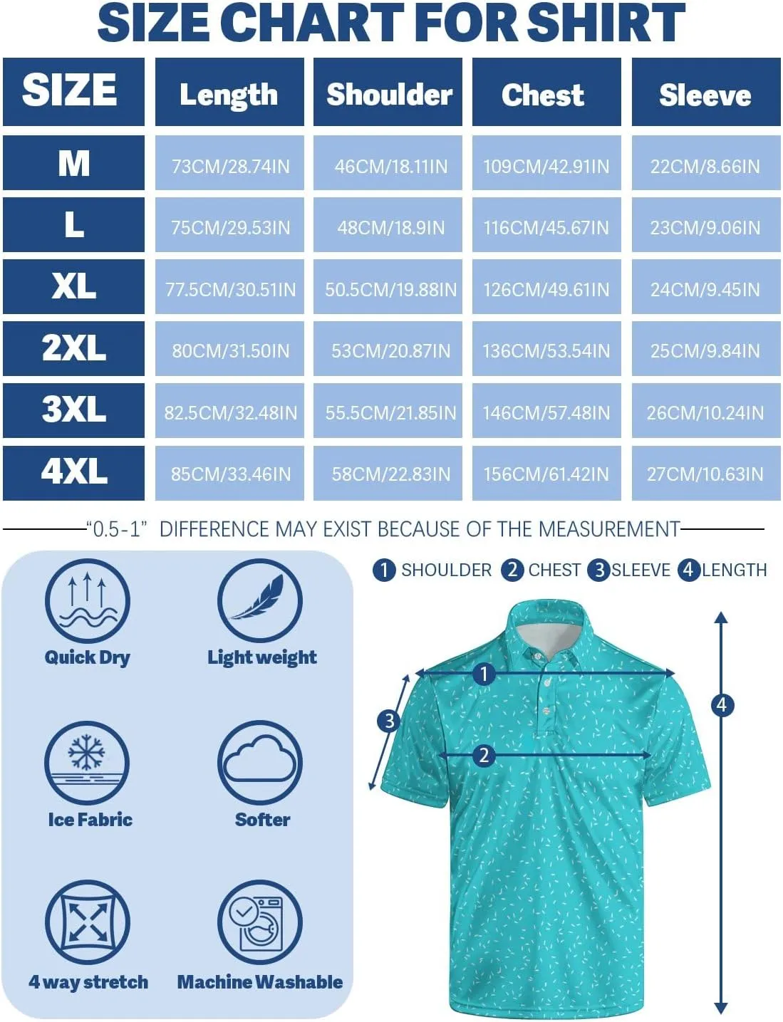 Men's Polo Shirts Golf Shirts for Men Quick-Dry Moisture Wicking Polo Shirt Short Sleeve Polo Shirts