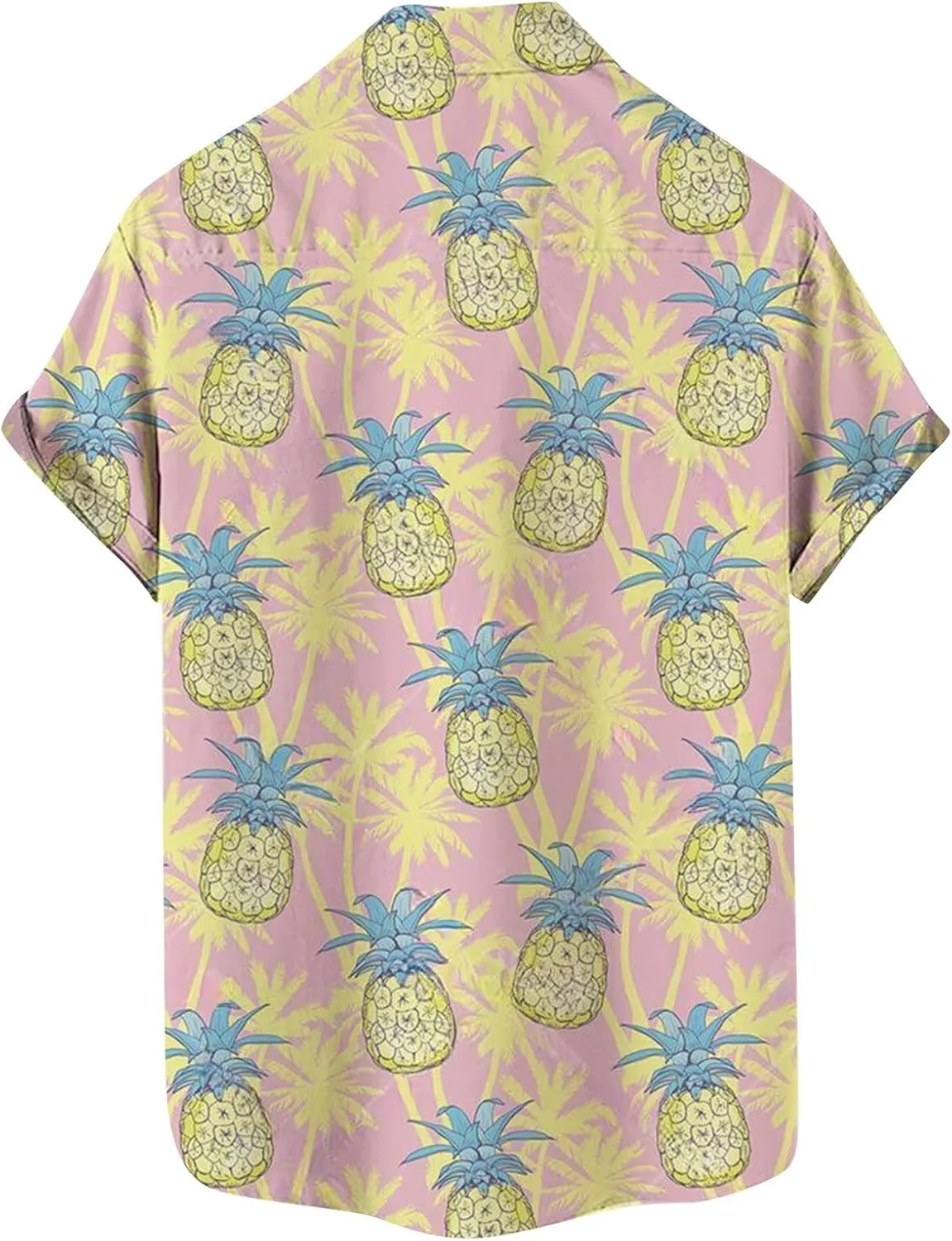 Men's Shirts Spring Summer Casual Fruit Printing Hawaiian Lapel Short Sleeve Shirt Top Button Down Shirt Men, M-5XL