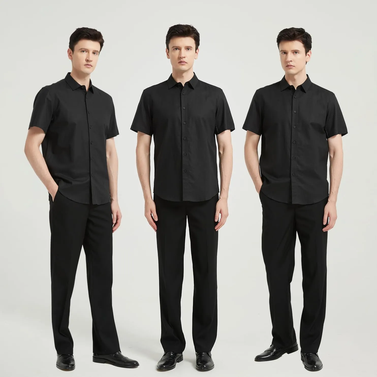 Men's Short Sleeve Button Down Shirt Cotton Linen Shirt Casual Lightweight Beach Shirt