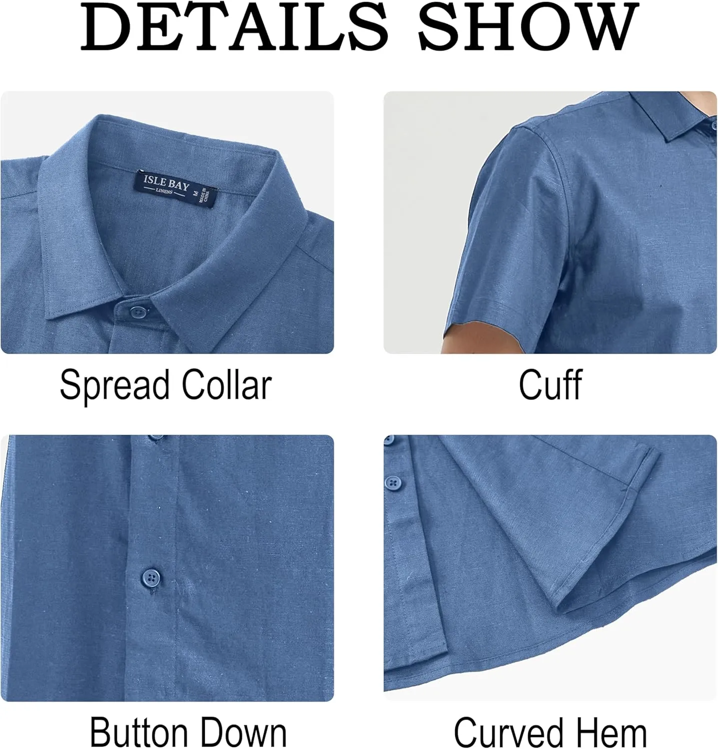 Men's Short Sleeve Button Down Shirt Cotton Linen Shirt Casual Lightweight Beach Shirt