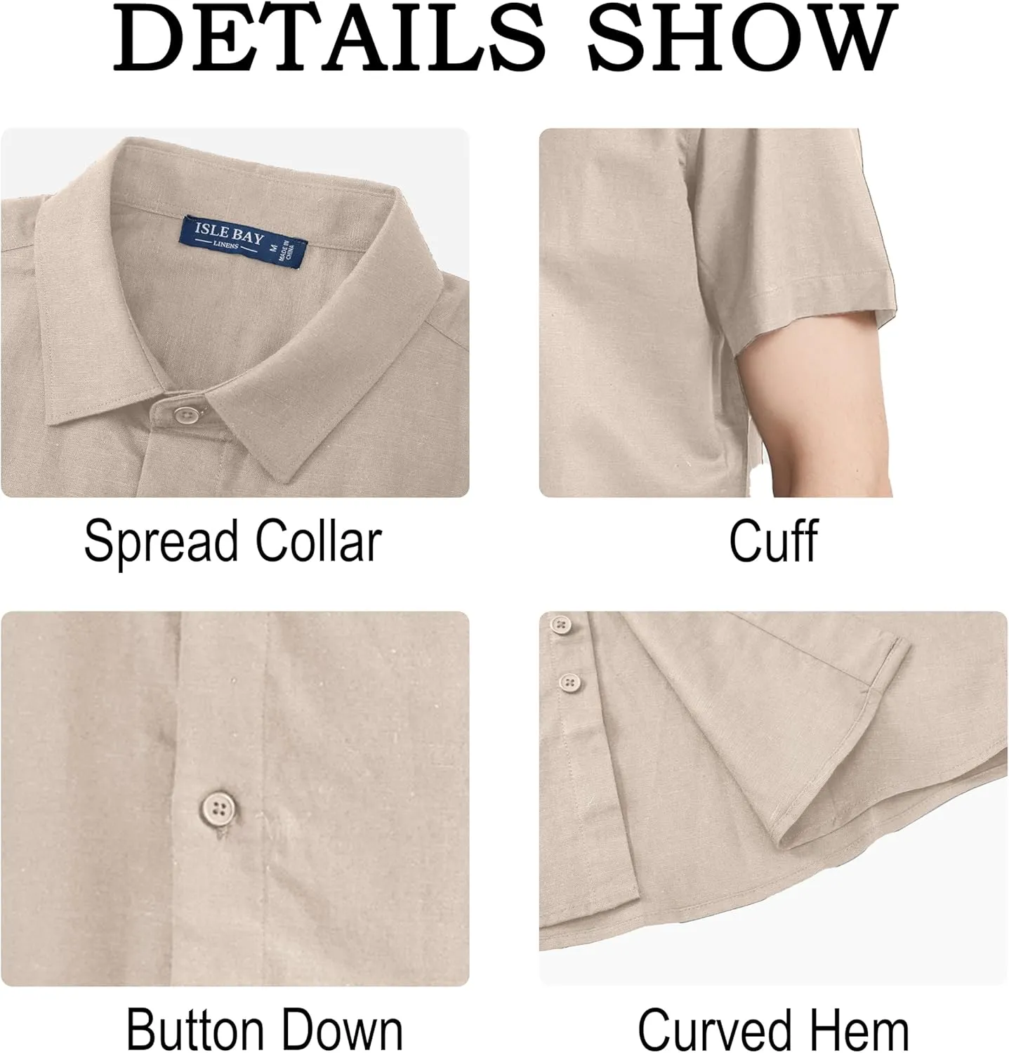 Men's Short Sleeve Button Down Shirt Cotton Linen Shirt Casual Lightweight Beach Shirt