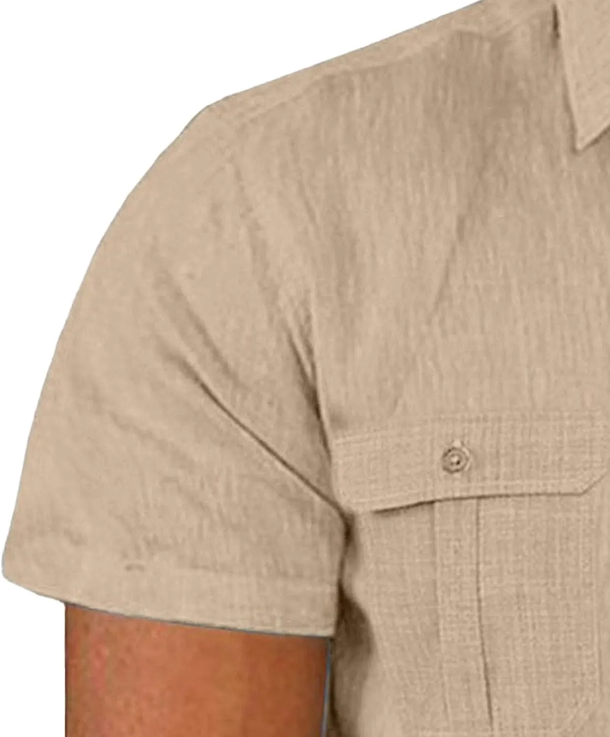 Men's Summer Short Sleeve Shirts Casual Cotton Linen Button Down Shirts Lightweight Beach Tops with Pockets