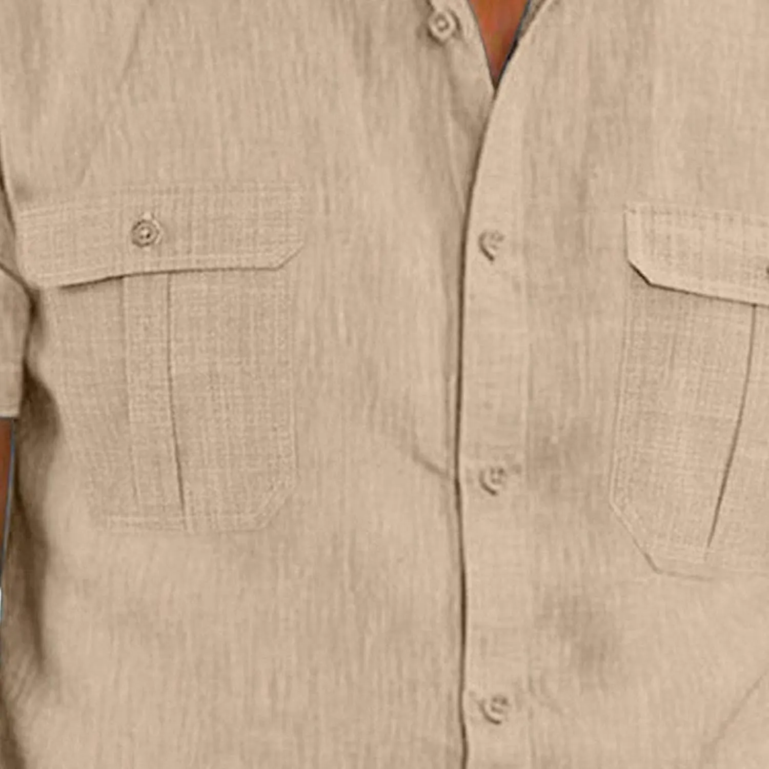 Men's Summer Short Sleeve Shirts Casual Cotton Linen Button Down Shirts Lightweight Beach Tops with Pockets