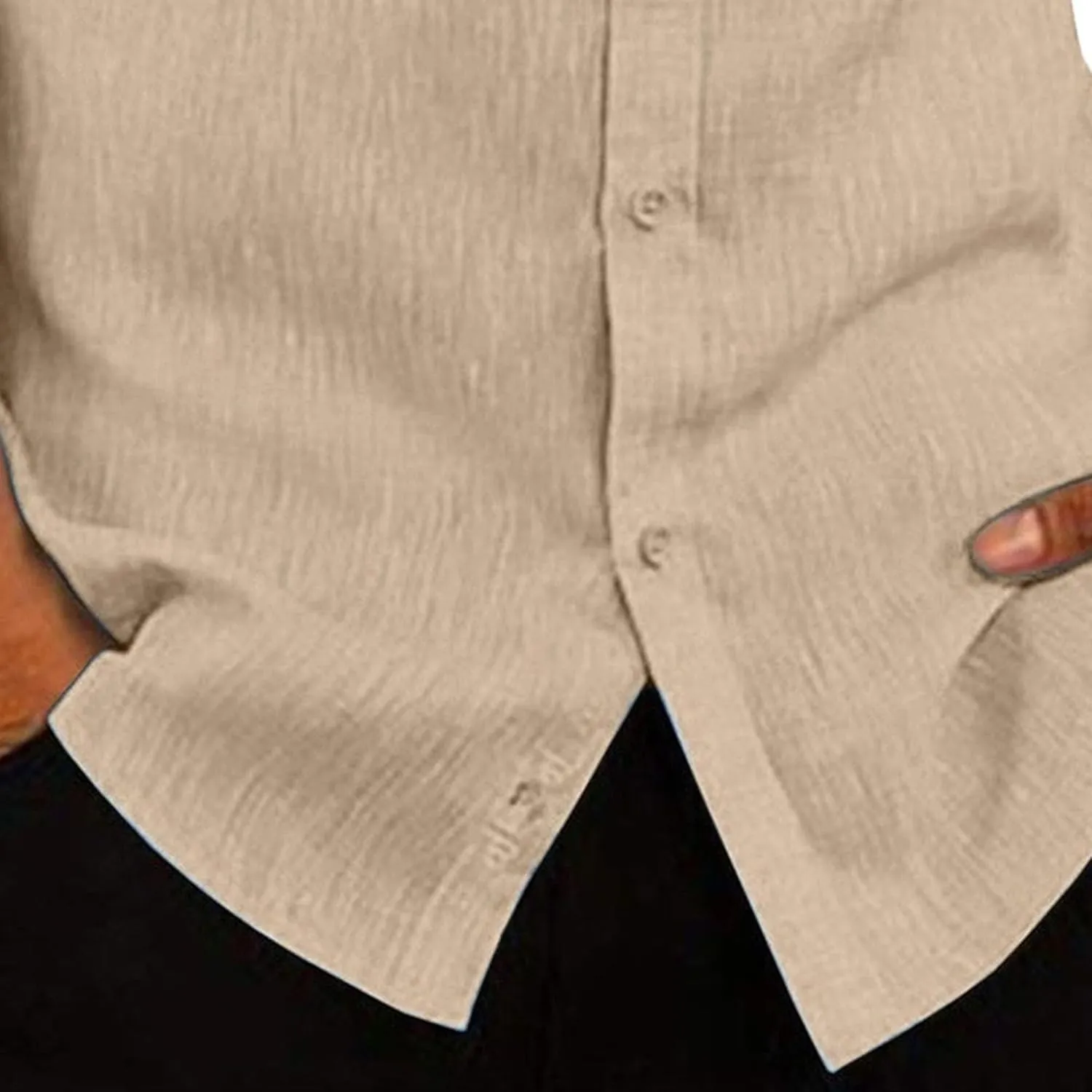 Men's Summer Short Sleeve Shirts Casual Cotton Linen Button Down Shirts Lightweight Beach Tops with Pockets