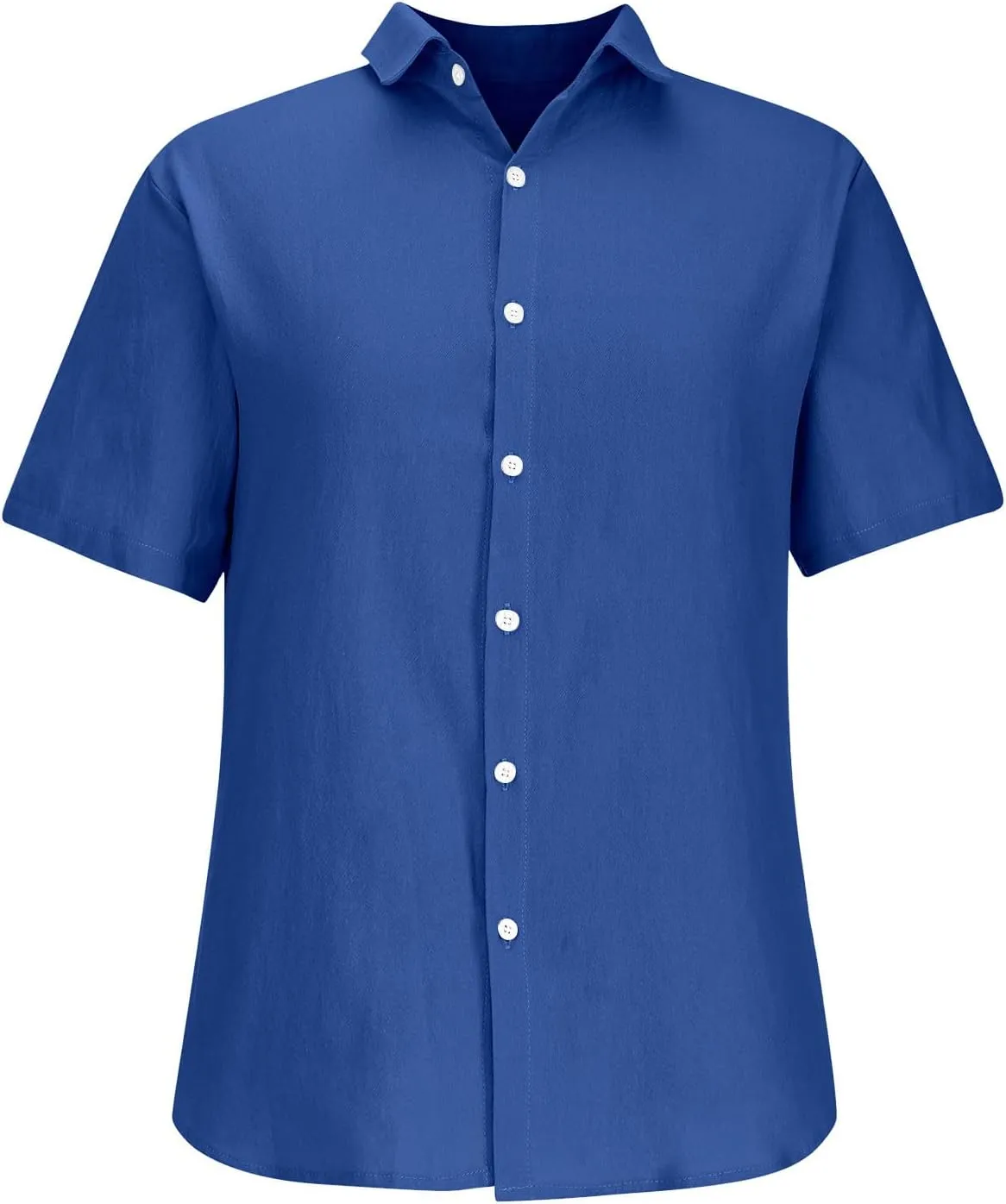 Mens's Cotton Linen Lightweight Lapel Shirts Summer Short Sleeve Solid Button Down Shirt Casual Fashion Tropical Tops