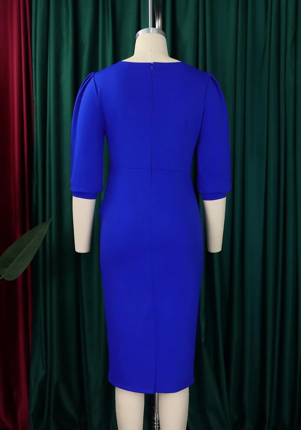 Midi Dresses for Women Formal Church Business Work Elegant 3/4 Sleeve Pencil Dress