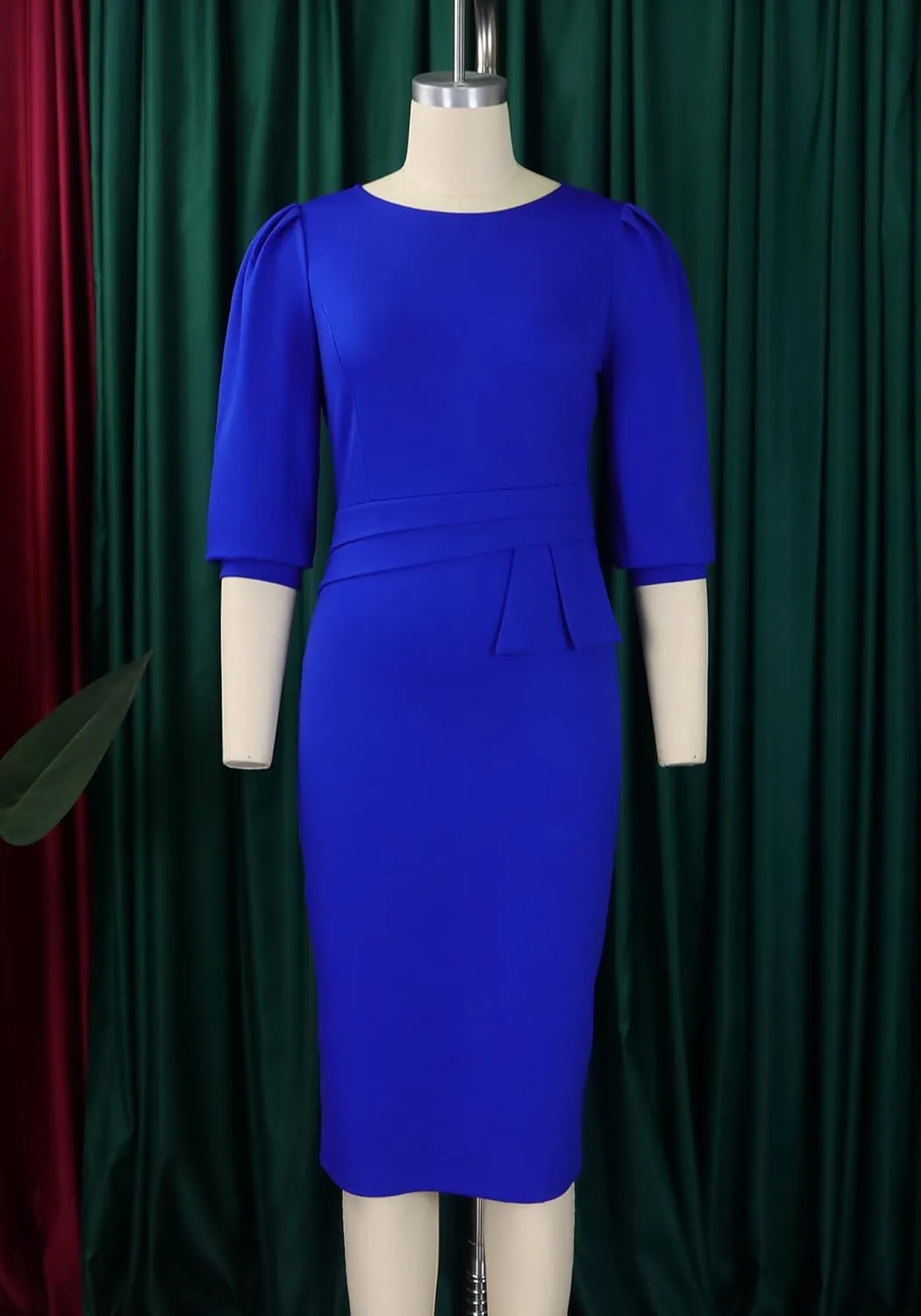 Midi Dresses for Women Formal Church Business Work Elegant 3/4 Sleeve Pencil Dress
