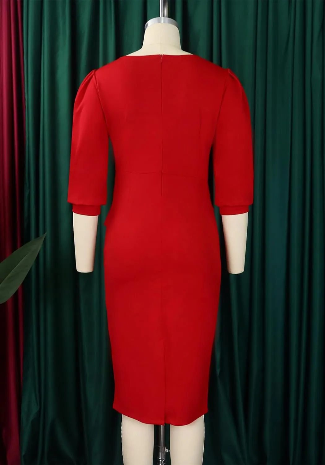 Midi Dresses for Women Formal Church Business Work Elegant 3/4 Sleeve Pencil Dress