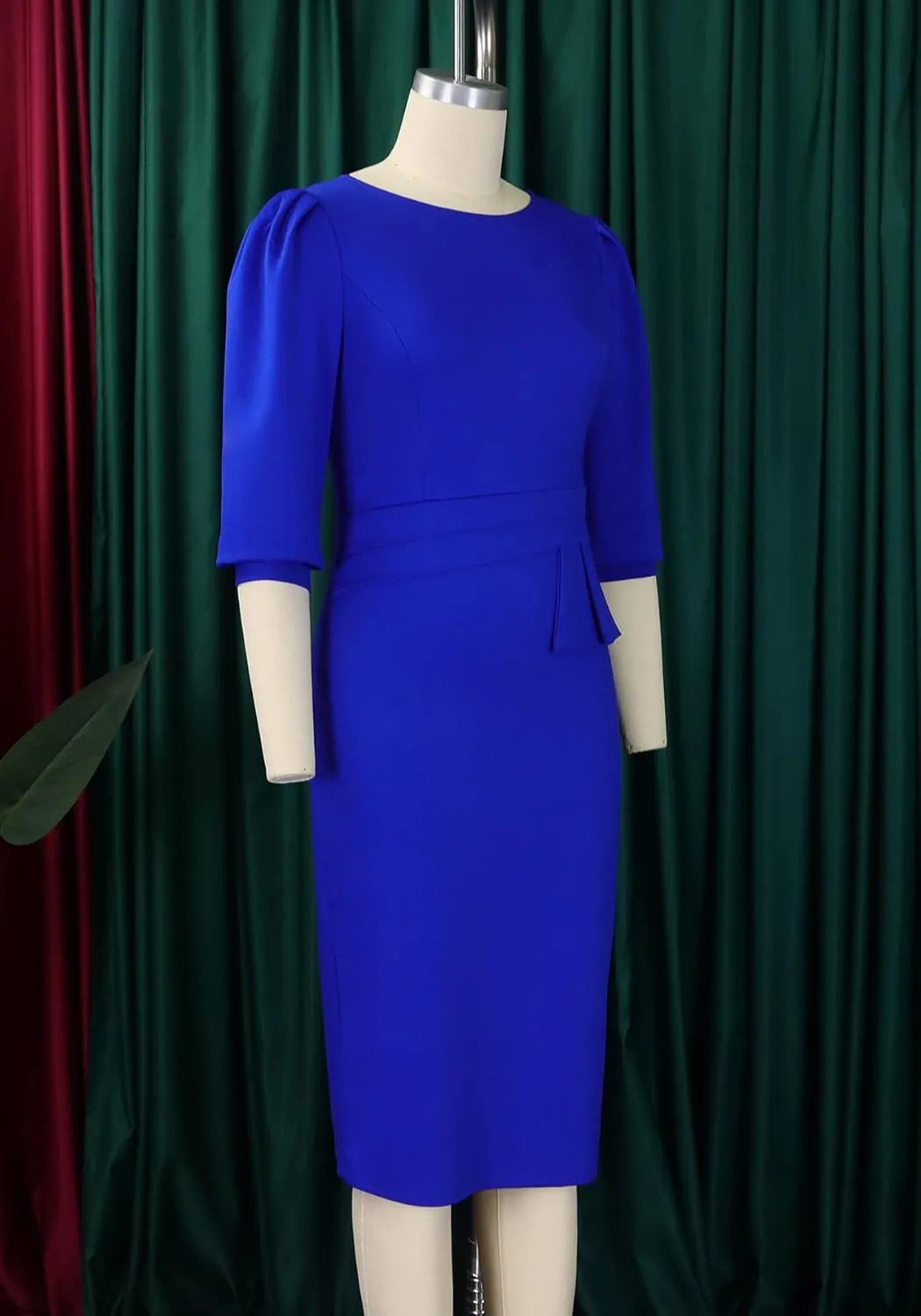 Midi Dresses for Women Formal Church Business Work Elegant 3/4 Sleeve Pencil Dress