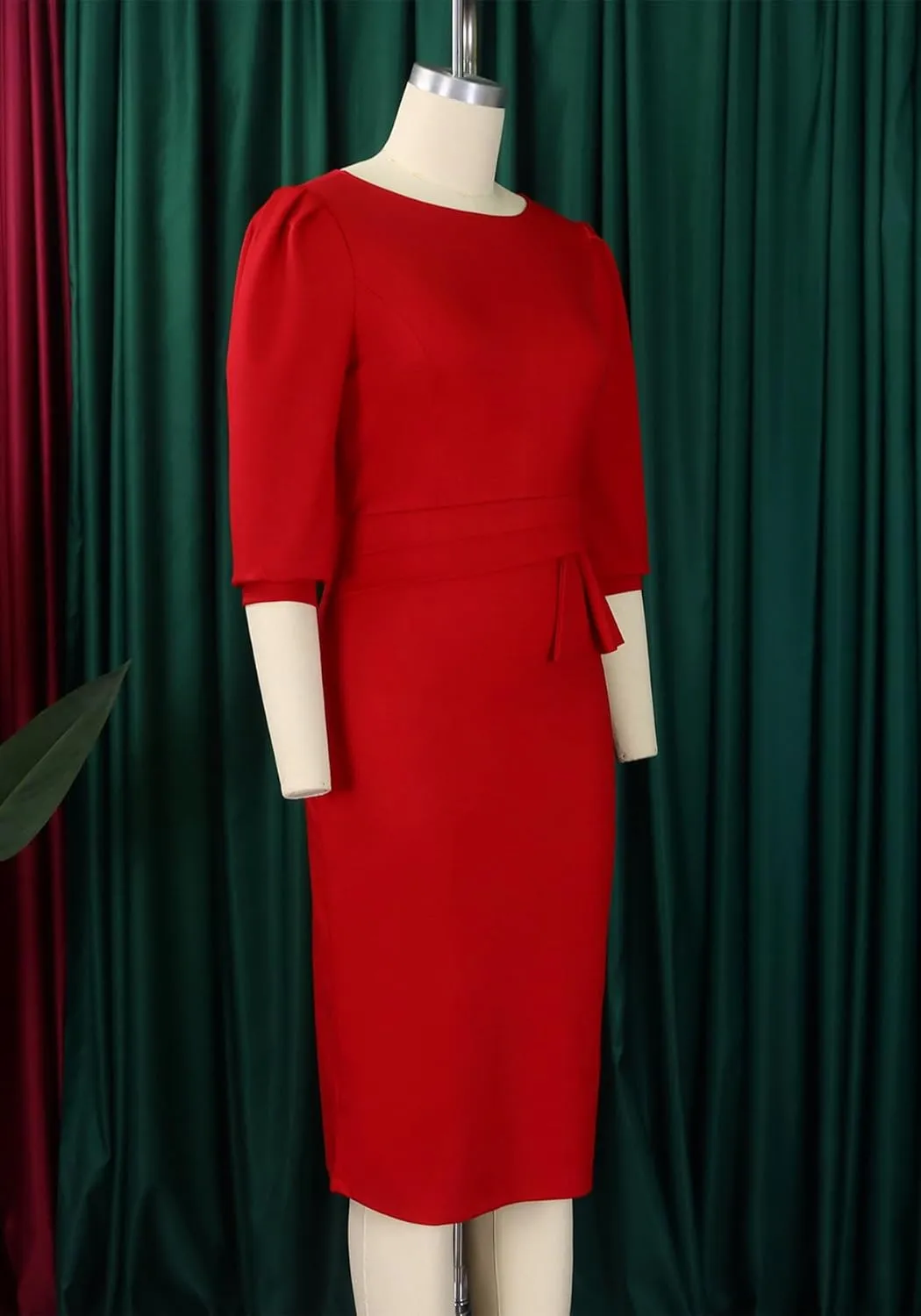 Midi Dresses for Women Formal Church Business Work Elegant 3/4 Sleeve Pencil Dress