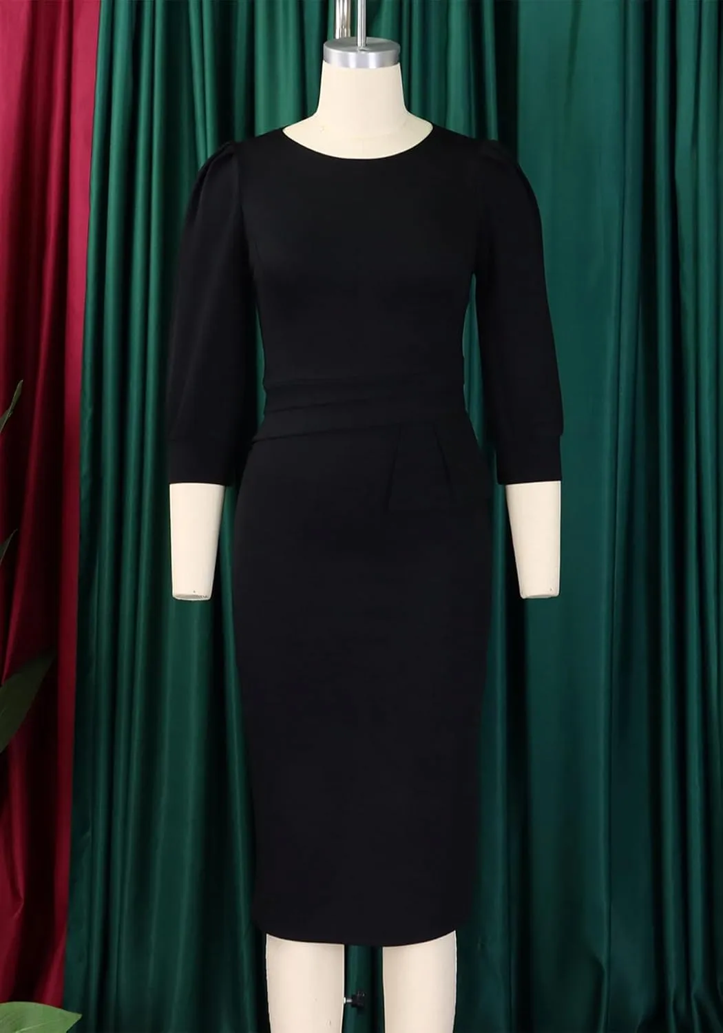 Midi Dresses for Women Formal Church Business Work Elegant 3/4 Sleeve Pencil Dress