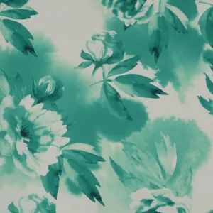Mint Green Floral Abstract Polyester Georgette Fabric