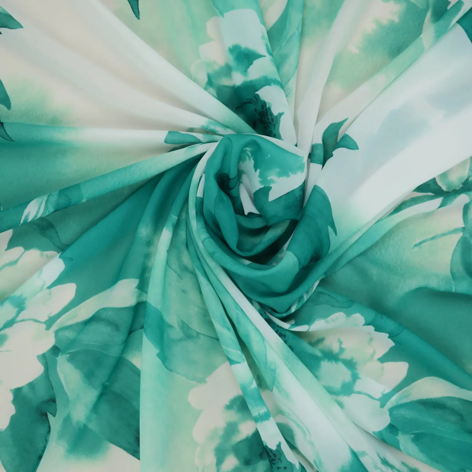 Mint Green Floral Abstract Polyester Georgette Fabric