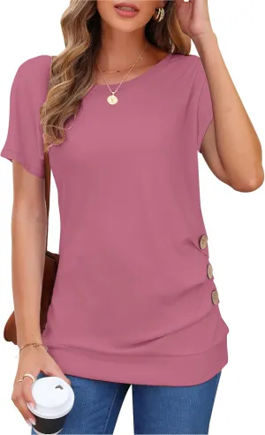 MOLERANI Women's Casual Short Sleeve Round Neck Loose Tunic T Shirt Blouse Tops