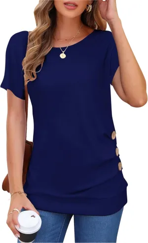 MOLERANI Women's Casual Short Sleeve Round Neck Loose Tunic T Shirt Blouse Tops