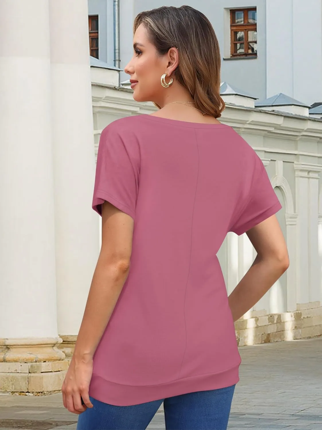 MOLERANI Women's Casual Short Sleeve Round Neck Loose Tunic T Shirt Blouse Tops