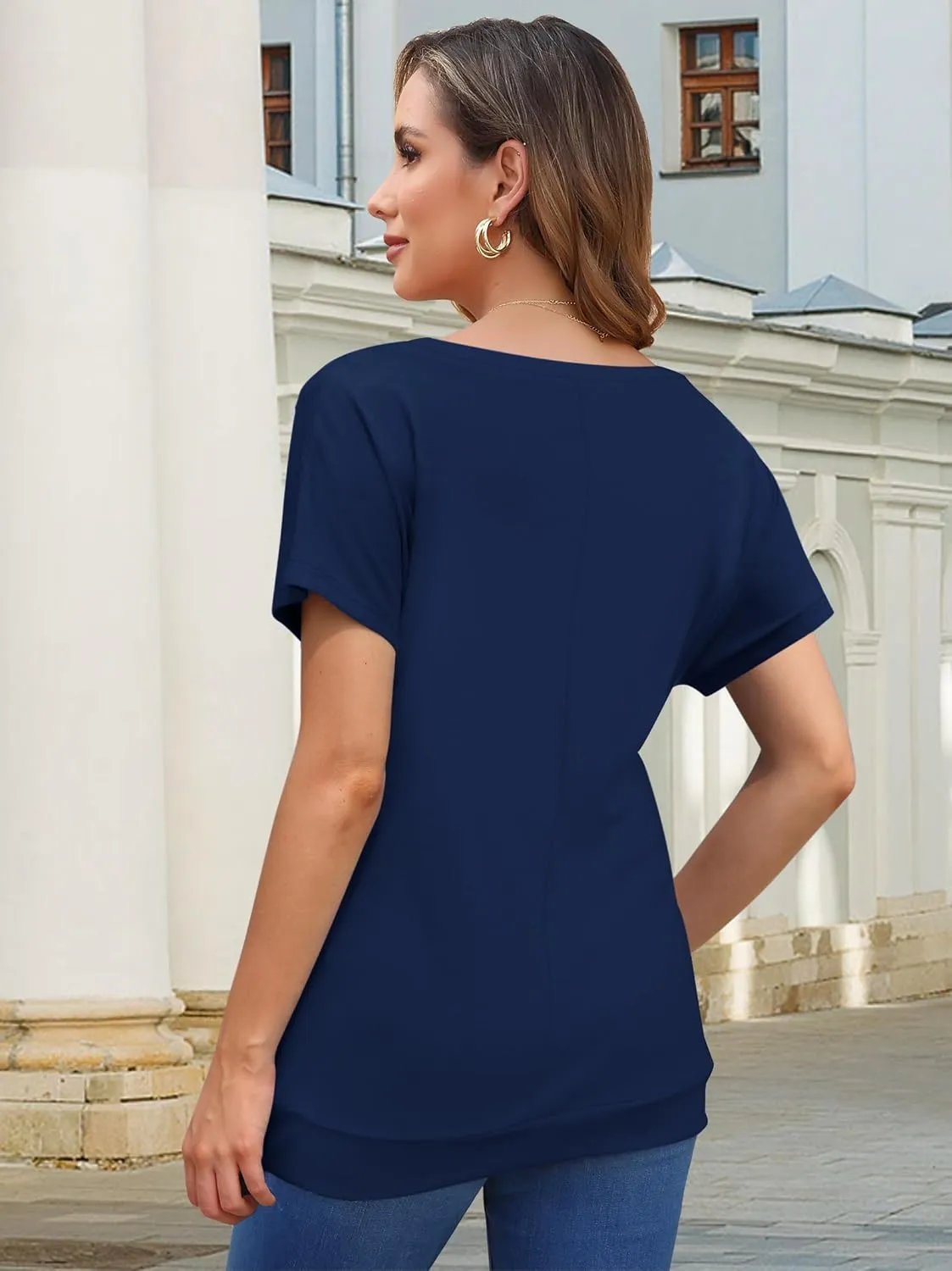 MOLERANI Women's Casual Short Sleeve Round Neck Loose Tunic T Shirt Blouse Tops