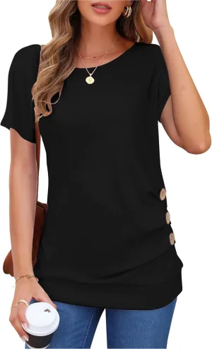 MOLERANI Women's Casual Short Sleeve Round Neck Loose Tunic T Shirt Blouse Tops