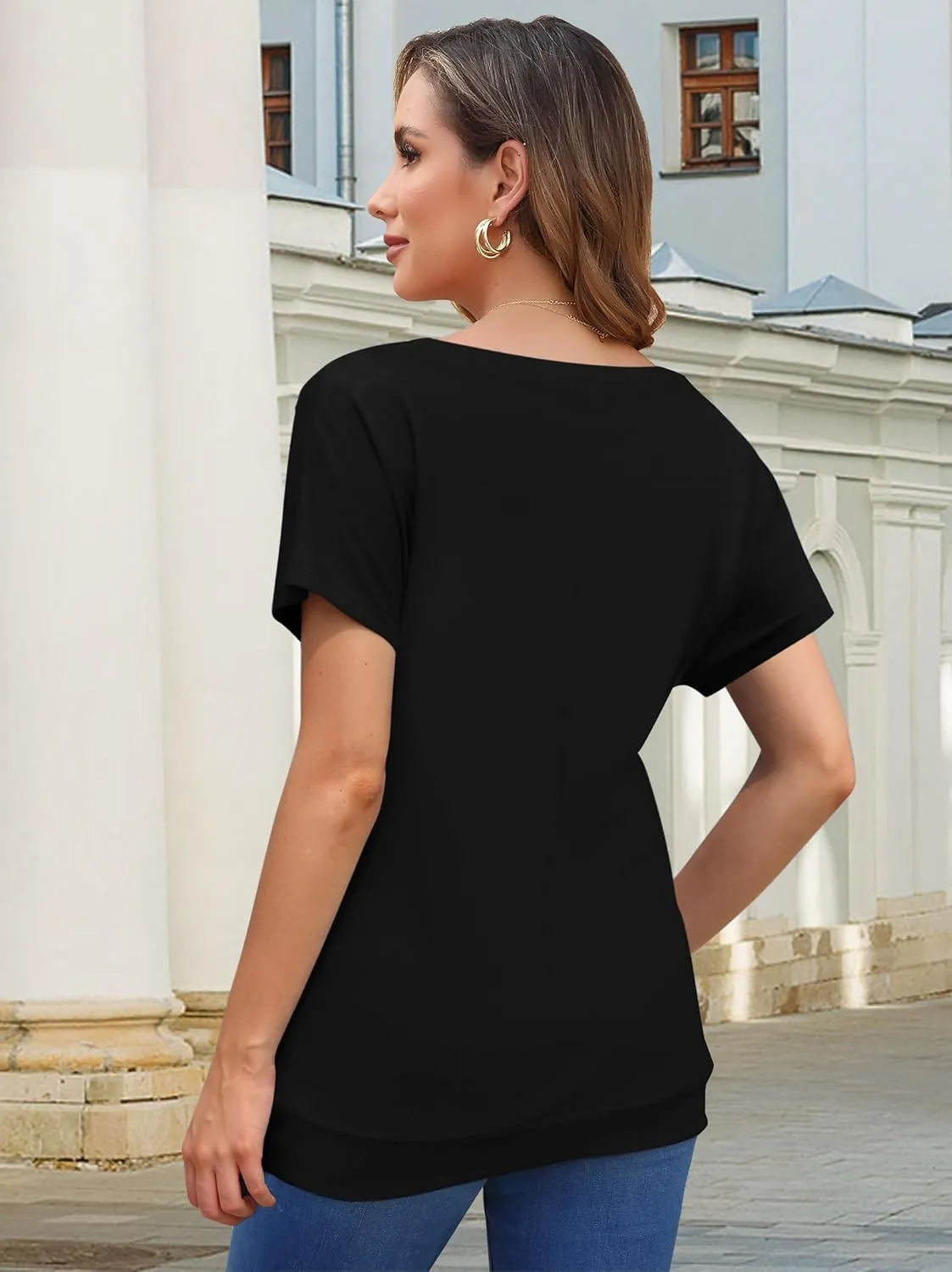 MOLERANI Women's Casual Short Sleeve Round Neck Loose Tunic T Shirt Blouse Tops