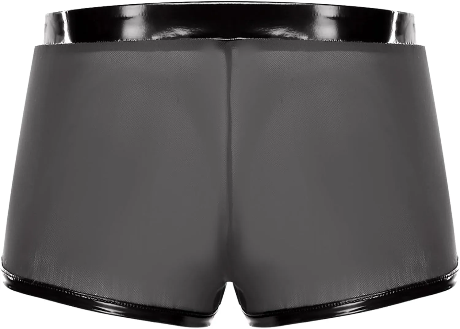 Mufeng Sexy Sheer Boxer Briefs for Men Leather Trim Tie Up Gym Underwear Pole Dance Fitness Night Outfits