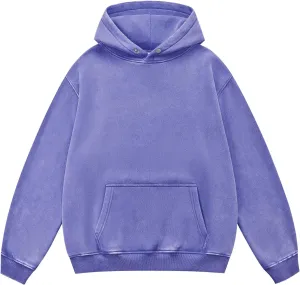MY'S Mens Oversized Acid Wash Hoodie, Heavyweight Vintage Pullover, Fleece Cotton Sweatshirt for Couples, Unisex Streetwear