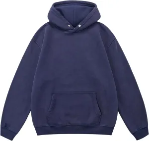 MY'S Mens Oversized Acid Wash Hoodie, Heavyweight Vintage Pullover, Fleece Cotton Sweatshirt for Couples, Unisex Streetwear