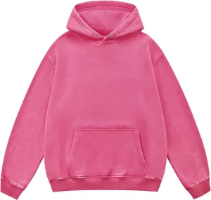 MY'S Mens Oversized Acid Wash Hoodie, Heavyweight Vintage Pullover, Fleece Cotton Sweatshirt for Couples, Unisex Streetwear