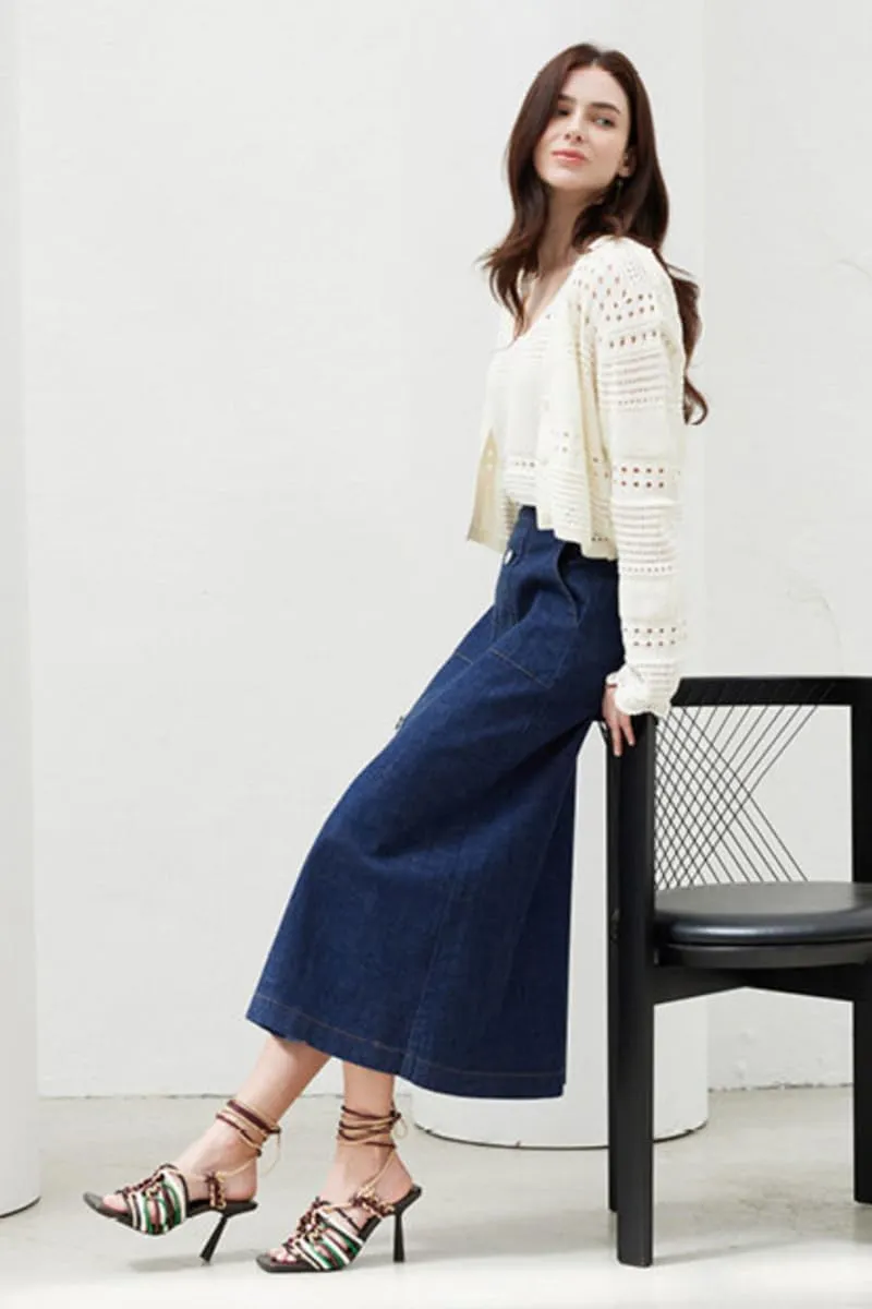 Nolabel Women's Petite Long Buttoned Denim Skirt with Pockets FGSKT01