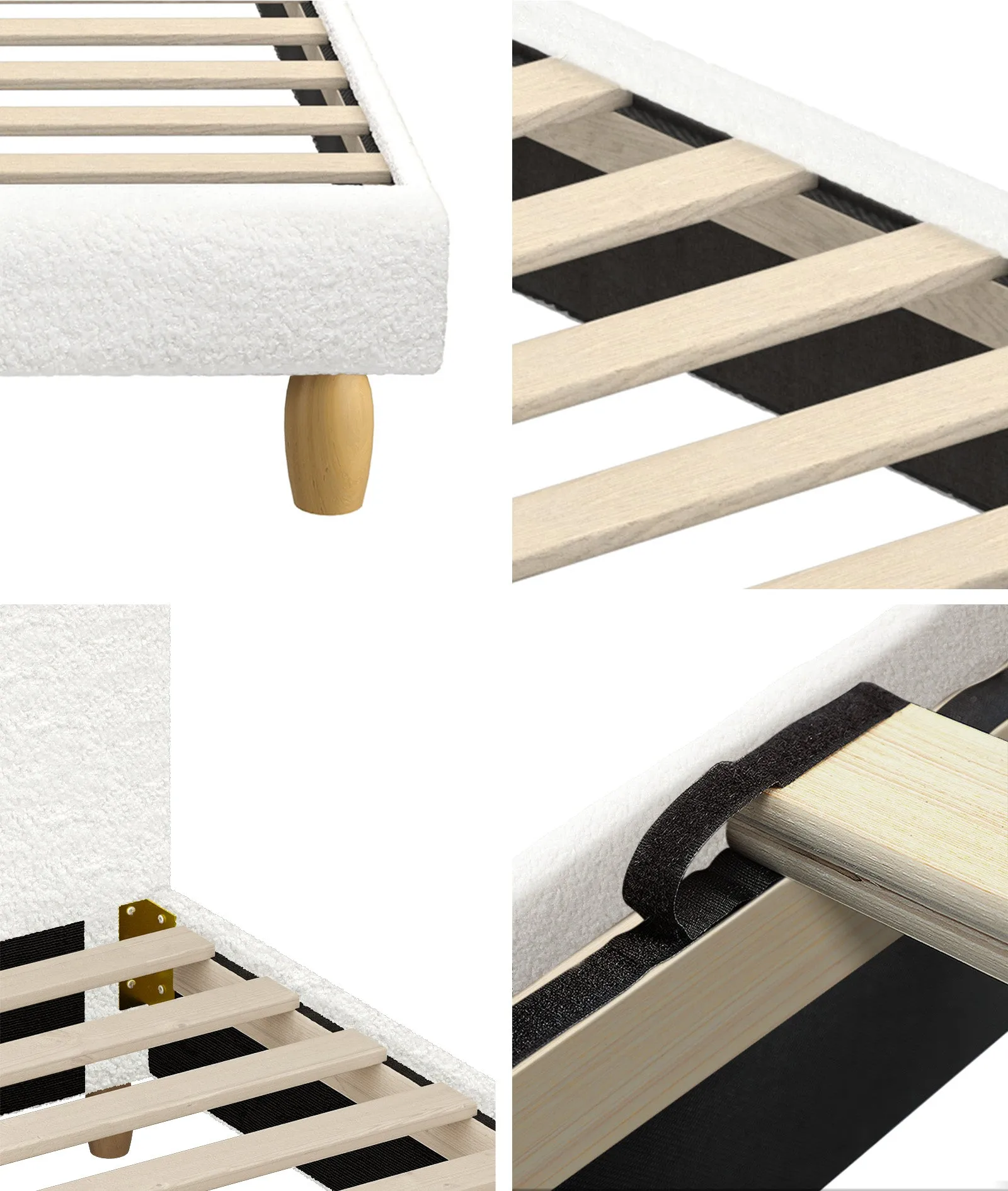 Oikiture Bed Frame King Single Size White Boucle Cloud Shape