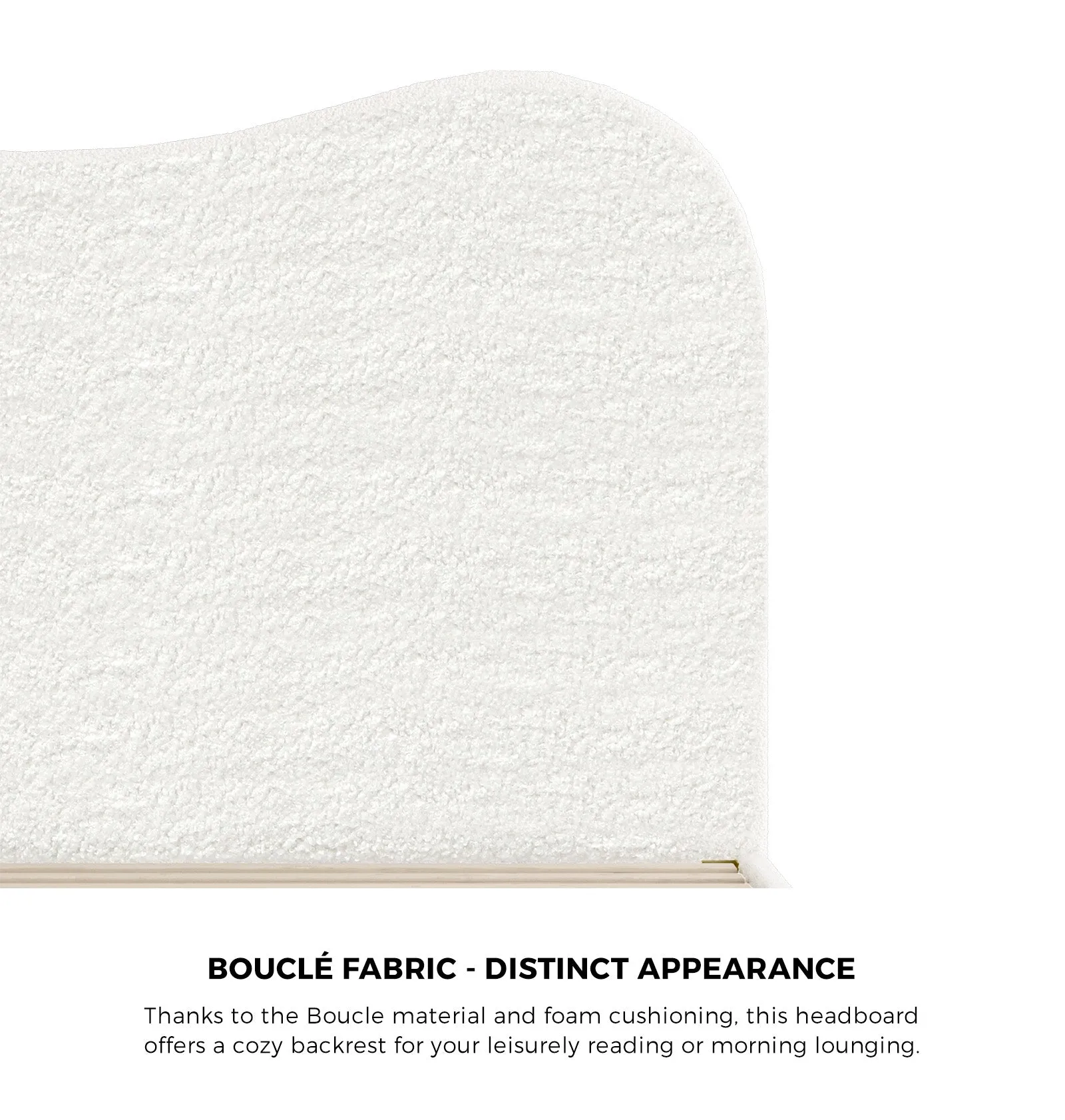Oikiture Bed Frame King Single Size White Boucle Cloud Shape