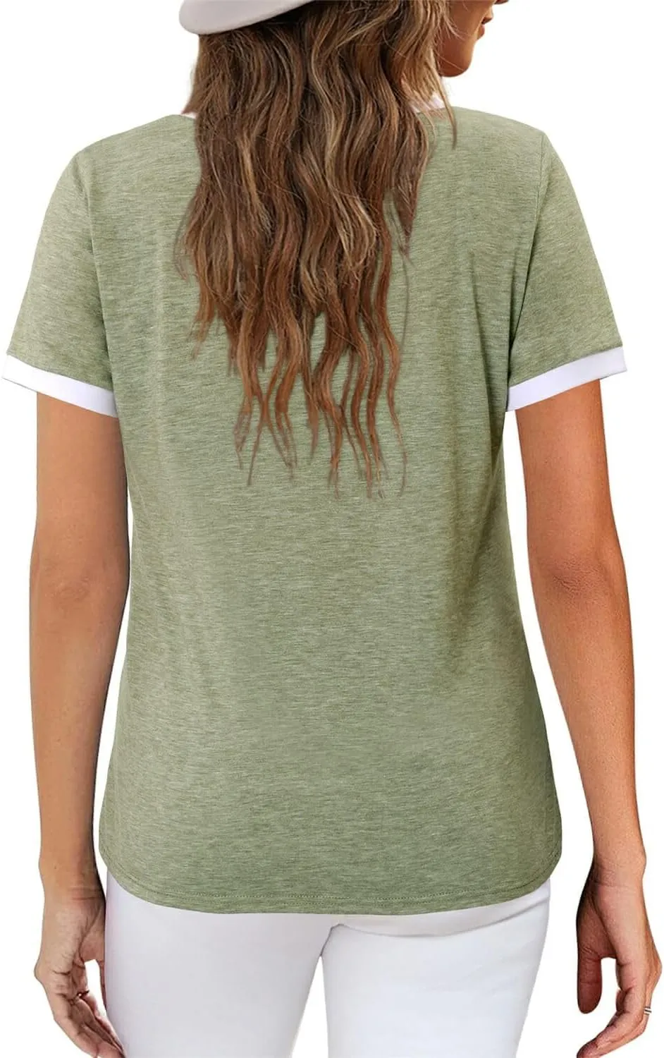 ONLYSHE Womens Short Sleeve Shirts Casual Crewneck Tops Tshirt Basic Tees Summer Fashion Strpied Clothes Outfits Tunic