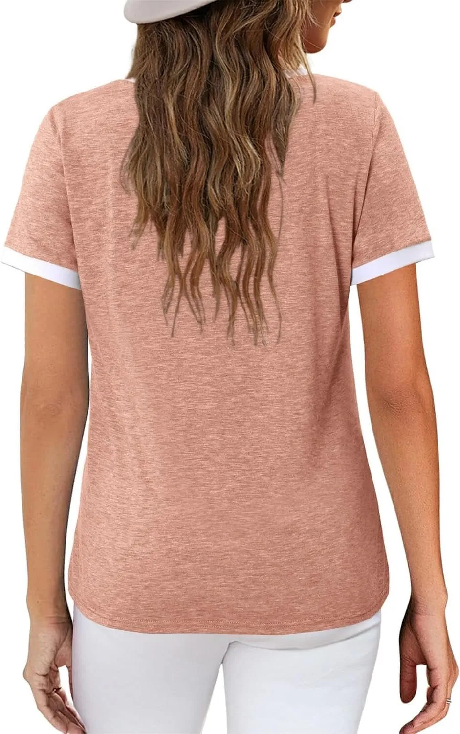 ONLYSHE Womens Short Sleeve Shirts Casual Crewneck Tops Tshirt Basic Tees Summer Fashion Strpied Clothes Outfits Tunic