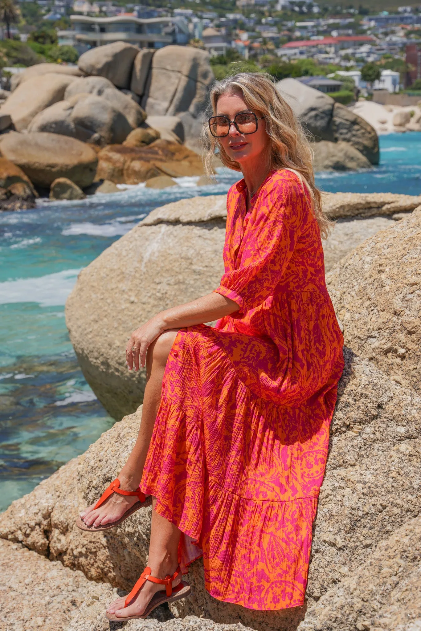 Orange T Bar Sandals