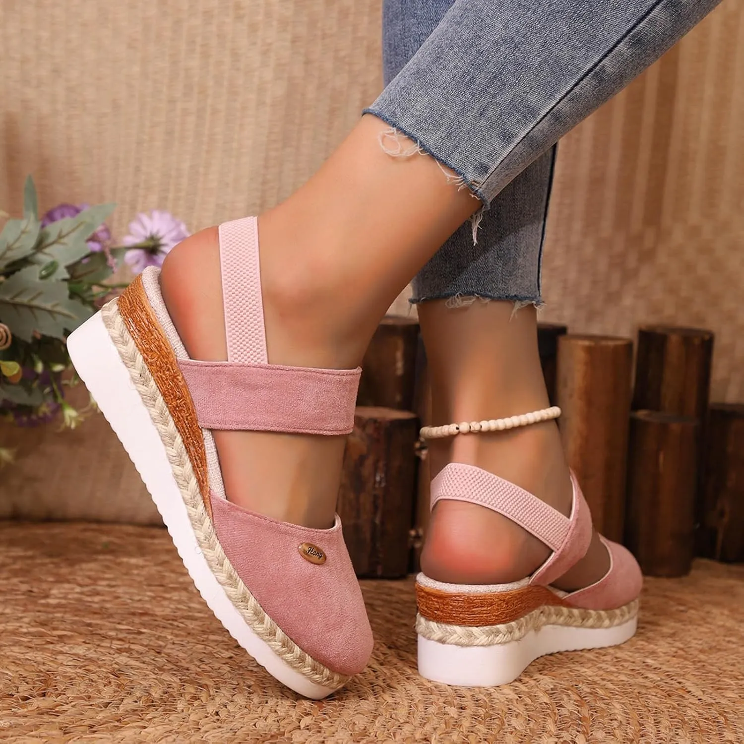 Orthopedic Wedge Sandals for Women Summer Dressy 2025 New Casual Closed Toe Platform Sandal Women's Espadrilles Wedges Shoes Comfortable Anti Slip Adjustable Buckle Ankle Strap Shoe